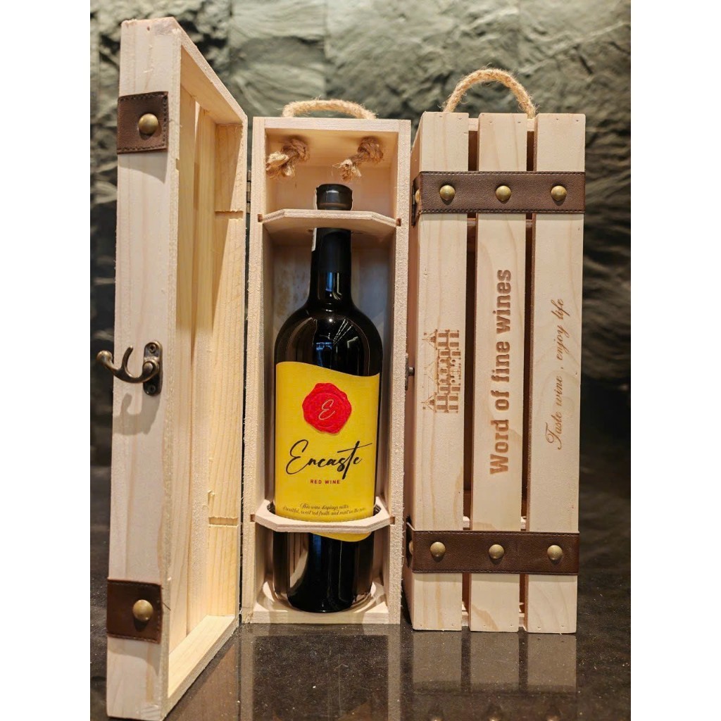 Set quà tặng hộp gỗ 1 chai Vang Úc Encaste -  HG Thanh nan