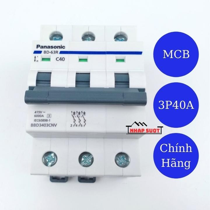 Aptomat MCB Át Cài 3 Pha Panasonic Cầu Dao Tự Động MCB 3P3E 32A 40A 50A 63A