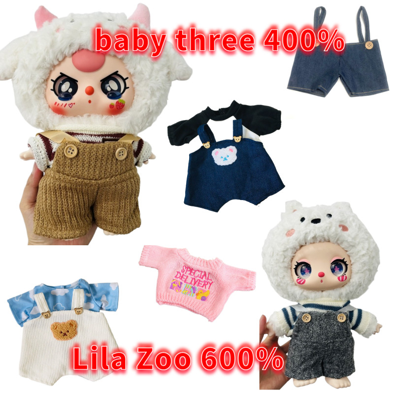 Quần yếm búp bê Baby Three 400%/ Lila Zoo 600%, phụ kiện áo len, quần áo búp bê 30cm, búp bê Lila 60