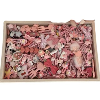 Set 50 kẹp tóc mix hình ngẫu nhiên siêu cute tone màu hồng cam Women Nữ Hoa