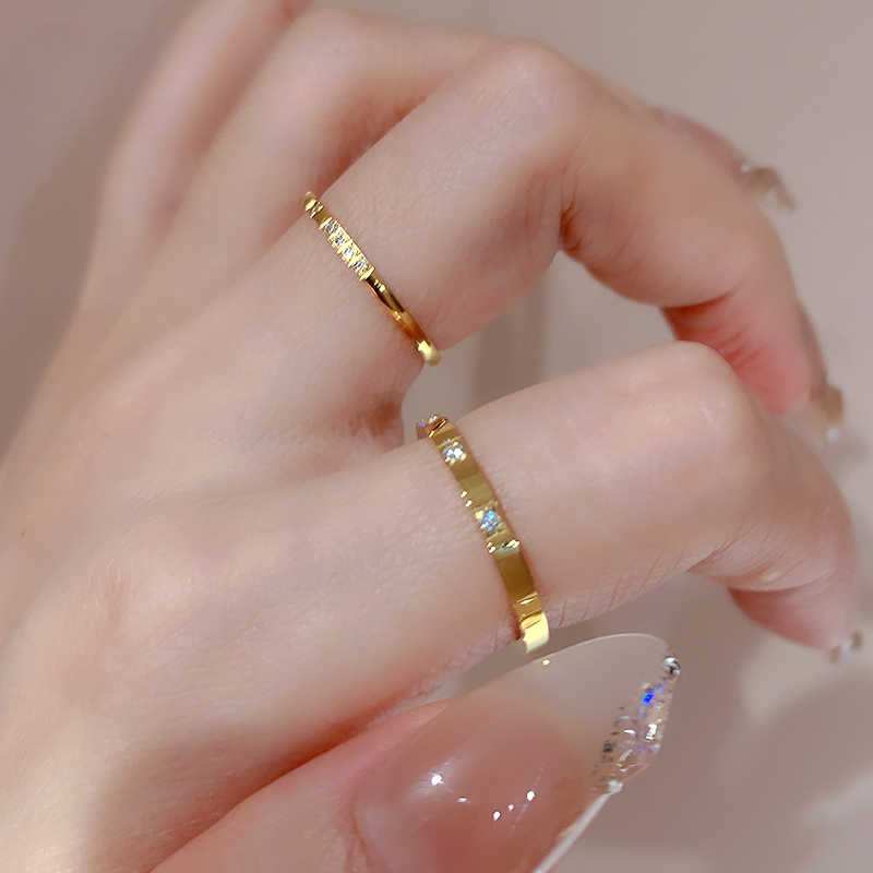 Nhẫn Thép Titan Nữ Không Phai Màu Kim Cương Đính Kim Cương Nữ Thép Không Gỉ Cao Cấp Nhẫn Nữ Phụ Kiện Quà Tặng