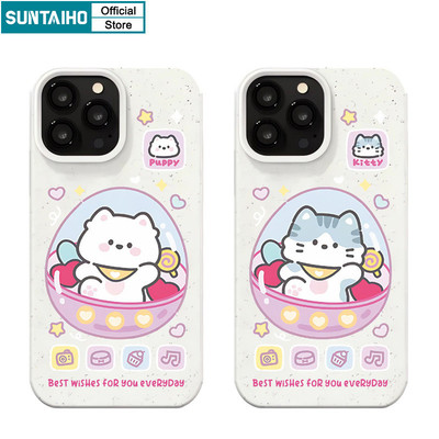 Suntaiho Vỏ Dễ Thương Vui Nhộn Họa Tiết Chó Mèo Hoạt Hình Ốp Điện Thoại Cho Iphone 11 12 13 14 15 16 Pro Max IP 7 8 Plus Iphon X Xs XR Xs Max Silicon Mềm Cao Cấp Chống Sốc Ốp Lưng