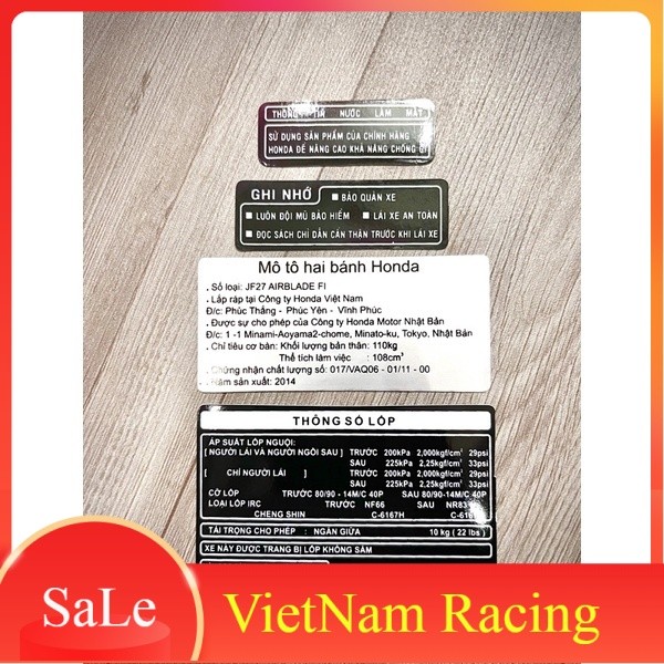 trọn bộ tem thông số Airblade 2014. xe Ab 2014