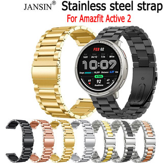 Jansin Dây Đeo Inox Màu Trơn Cho Đồng Hồ Thông Minh Cho Amazfit Active 2