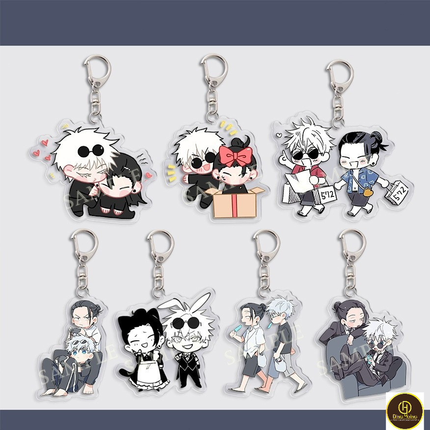 Móc khóa JUJUTSU KAISEN ver GETO X GOJO CHIBI Chú Thuật Hồi Chiến in hình anime chibi mica trong acr