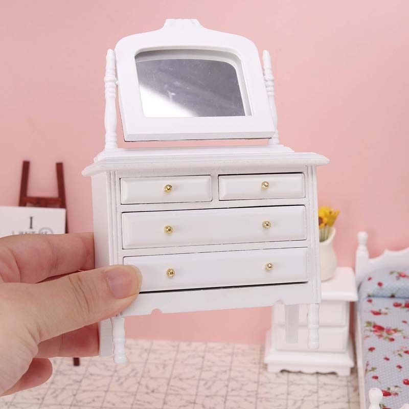 Ob11 BJD Nội Thất Mini Body Sofa 1: 12 Nhà Búp Bê Nhà Búp Bê Mini Nội Thất Mô Hình Phòng Ngủ Cảnh Châu Âu Gỗ Bàn Trang Điểm Có Gương