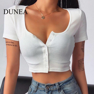 Áo thun crop cơ bản ngắn tay DUNEA Slim Fit