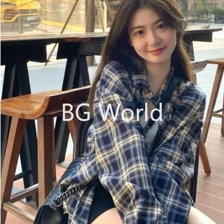 Áo sơ mi ca rô sang trọng dành cho nữ, Áo sơ mi có nút dáng rộng thường ngày có tay dài, Áo kẻ sọc cổ điển