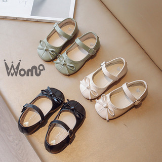 Woma giày da nữ phong cách hàn quốc phong cách phương tây đế mềm ngón chân vuông giày công chúa đơn giản
