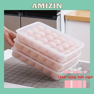 Combo 3 hộp đựng trứng 24 quả AMIZIN Khay đựng trứng thông minh để tủ lạnh