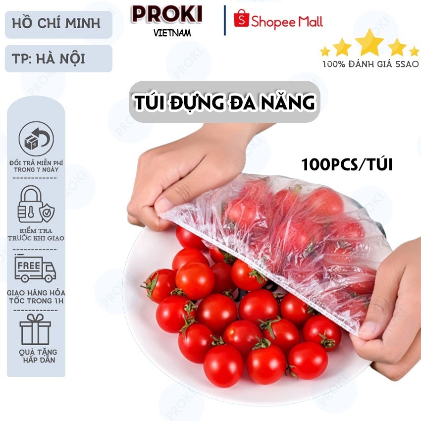 COMBO màng bọc thực phẩm PE túi gấu có chun bọc đồ ăn co giãn PROKI