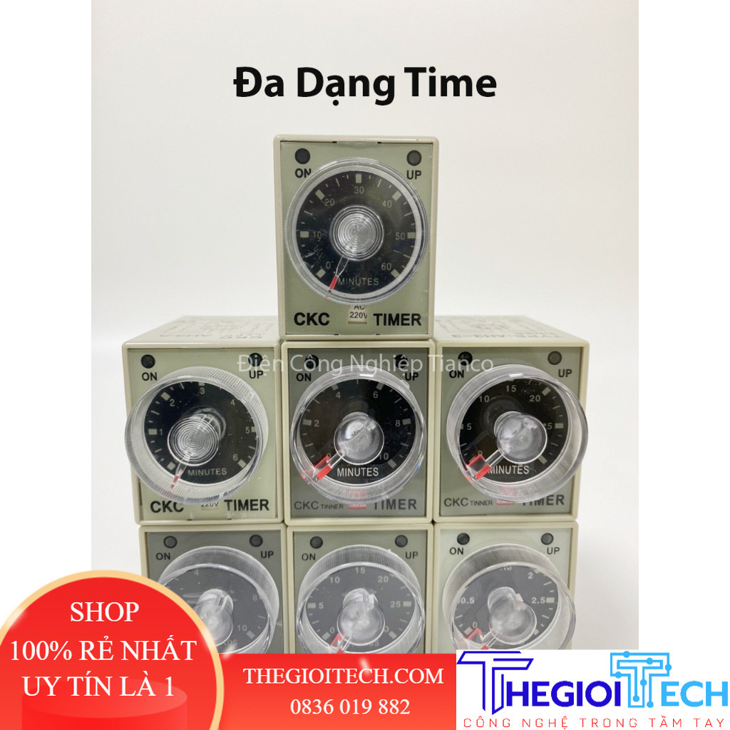Rơ le thời gian CKC AH3-3 AC220V kèm đế - 30S - giây - 220V
