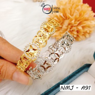  Kiềng Tay Titan Thời Trang Nữ A91 Mạ Vàng Đính Đá Thiết Kế Độc Đáo Lạ Mắt Cho Nàng 