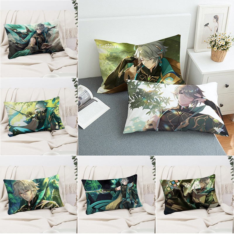 Alhaitham Hình Chữ Nhật Vỏ Gối Genshin Impact Một Mặt Polyester Gối Ô Tô Sofa Đệm Trang Trí Nhà Cửa 