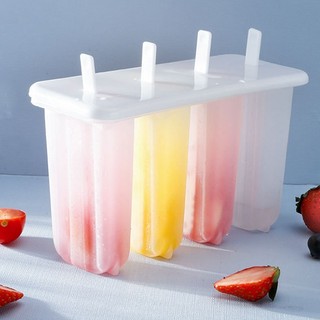 Khuôn làm kem Popsicle 4 ngăn DIY có thể tái sử dụng và khay Popsicle, Hộp làm kem Popsicle, Dụng cụ nấu ăn