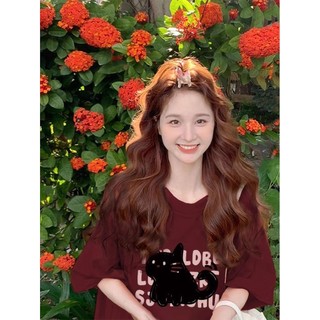 XUANMO Local brand áo thun phông form rộng 100% cotton BIG SIZE Áo thun ngắn tay Burgundy Nữ