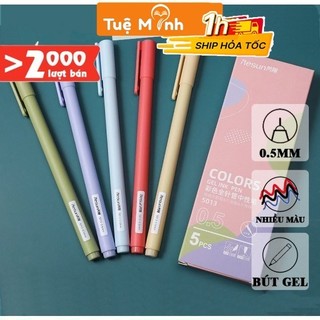  Bộ 5 bút gel màu Macaron Resun ngòi 0.5mm ghi chép ghi chú tiên lợi B17 