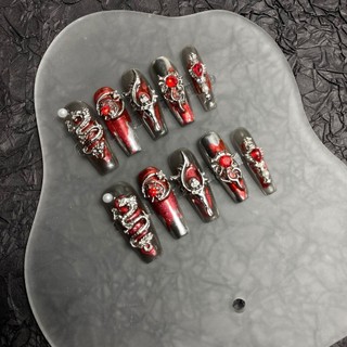 Năm Rồng Bán Chạy Nhất Làm Đẹp Móng Tay Handmade Mặc Miếng Dán Móng Tay Màu Tối Phong Cách Châu Âu Và Mỹ Handmade Đeo Móng Tay Đầu Thành Phẩm Bán Buôn