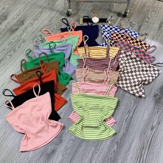 Áo 2 dây bún trơn thun siêu xinh ôm body có chiết ly 2 lớp mã 03