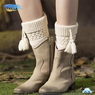 Fkilla5 đôi tất ống chân mềm mại giữ ấm