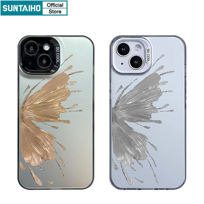 Suntaiho Ngộ nghĩnh Dễ Thương Vỏ Bướm Họa Tiết Cặp Đôi Ốp Điện Thoại Cho Iphone 15 14 12 13 11 Pro Max IP 7 8 Plus Iphon X Xs XR Xs Max TPU Silicone Mềm Cao Cấp Chống Sốc Ốp Lưng