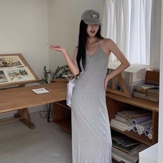 Váy cottagecore Váy 2 dây trễ vai bigsize nữ Đầm hai đi biển Dây Đầm Nữ Mùa Hè Phong Cách Mới Màu Đen Cao Cấp Drape Váy Dài Sang Trọng Siêu Nóng Sling Váy