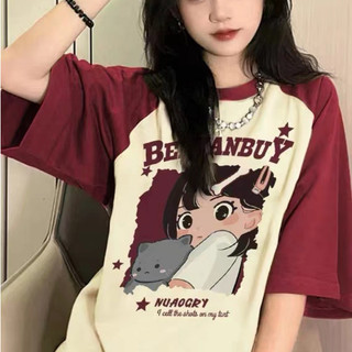 Áo thun ngắn tay raglan dáng rộng cơ bản Hàn Quốc dành cho nữ thời trang mùa hè