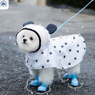 Chongtaoqi Chấm bi gấu chó poncho Lực kéo áo mưa hai chân Quần áo chống thấm nước cho thú cưng