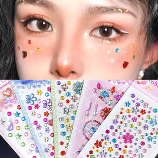 Body Brow Trang Điểm Pha Lê Hình Xăm 3D Mặt Ngọc Trai Kim Cương Mặt Kim Cương Giả Cổ Tích Làm Đẹp Tự Dính