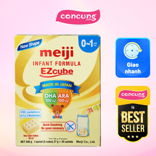Sản phẩm dinh dưỡng công thức cho trẻ từ 0-12 tháng: Meiji 0-1 year old Infant Formula Ezcube 540g