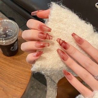  Handmade Đeo Móng Tay Đầu Móng Tay Đầu Móng Tay Miếng Dán Móng Tay Blush Phong Cách Cổ Điển Lạnh