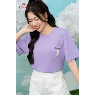 Áo cotton tím rộng, túi đính gấu nhỏ AP535T24 - TOSON