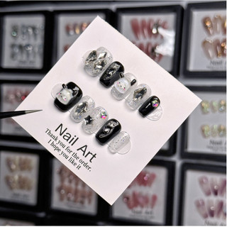 Handmade Đeo Móng Tay Đầu Móng Tay Đầu Móng Tay Miếng Dán Móng Tay Đen Trắng Dễ Thương Pachia Chó Hoạt Hình XINGX