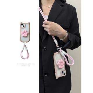 Ins Style Simple Niche Tai mèo trong suốt dễ thương cao cấp có giá đỡ móng vuốt mèo có dây ngắn dài Thích hợp cho iphone 15promax Vỏ điện thoại di động Apple 14 13 12 11 XSmax XR Vỏ cứng chống sốc