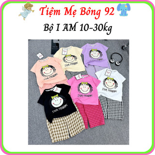 Sét bộ i am quần suông kẻ 10-30kg mùa hè bé gái - tiệm mẹ bông 92