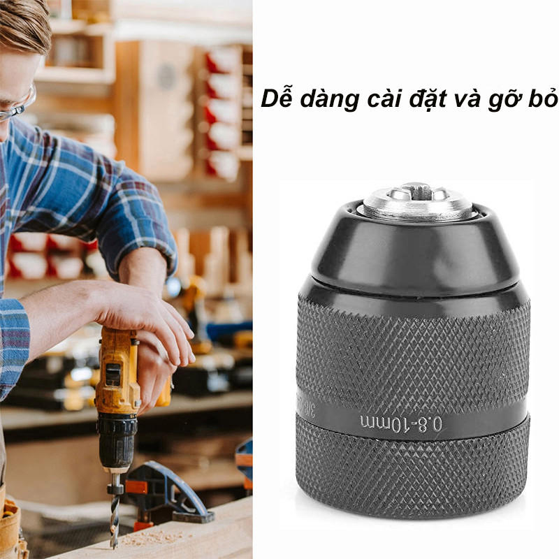 Đầu Kẹp Mũi Khoan - Ren 3/8 (kim loại 10mm)，Mâm cặp khoan điện Mâm cặp khoan siêu nhỏ