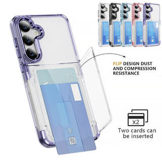Dành Cho Samsung Galaxy S23 S24 Ultra Plus + Ví Bảo Vệ Trong Suốt Vỏ Điện Thoại Có Giá Đỡ Thẻ Tín Dụng Vỏ Trong Suốt Chống Sốc