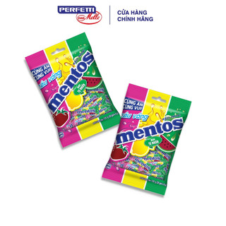 Combo 2 gói Kẹo nhai Mentos Cầu Vồng 3 Viên Hương Trái Cây (Gói 120g)