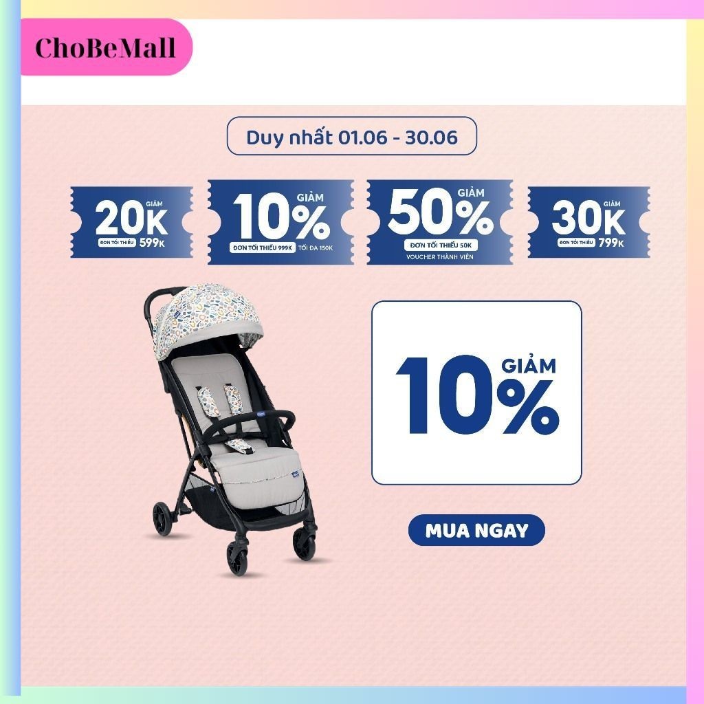 [CAO CẤP] Xe đẩy gấp gọn Chicco Glee màu Joking Beige cho bé