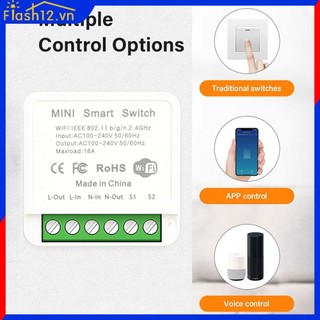 Công tắc tự làm wifi thông minh mini tuya 16a hỗ trợ điều khiển 2 chiều, module đa năng nhà thông minh flash12_vn