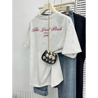  Áo phông nơ đẹp nữ xám mùa hè hàn quốc áo thun thư in hình outerity 100% cotton SALMO local brand Y1478 