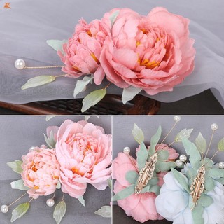 Phụ Nữ Handmade Bên Kẹp Tóc Chống Trơn Trượt Đôi Hoa Lụa Sườn Xám Trang Sức