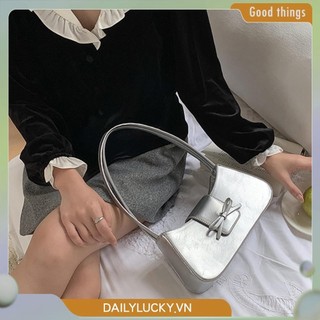 Túi đeo vai nơ ngọt ngào Ví Y2K Túi xách thời trang Túi đeo nách hợp thời trang (Bạc)