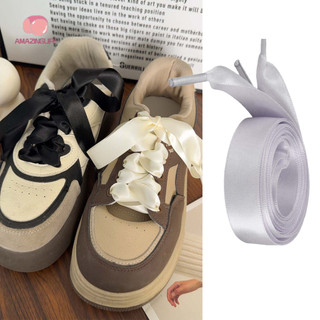 Dây Giày Ruy Băng Satin Sweet Girls - Dây Giày Ngọc Trai Thanh Lịch Pháp Viền Rộng Mịn - Giày Thể Thao DIY Phụ Kiện