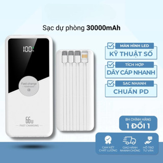 Sạc dự phòng 30000mah sạc nhanh dung lượng pin lớn có kèm dây cáp cho nhiều điện thoại SP03 PKMALL