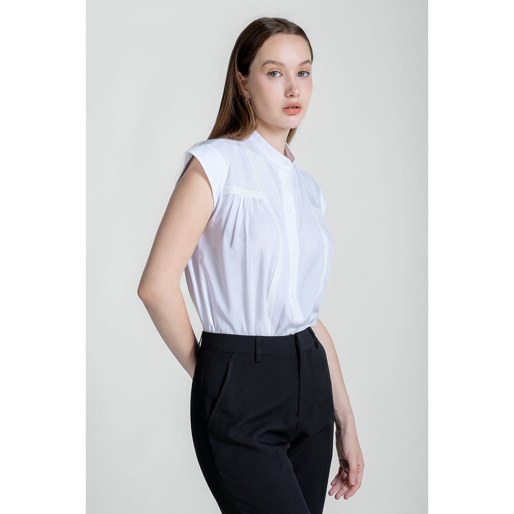 Áo Sơ Mi Cổ Trụ Tay Ngắn , thanh lịch, nữ tính, sang trọng Freelancer - FWWS24FH03C