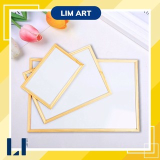  Bảng trắng khung gỗ treo tường kèm dây và móc treo không có từ tính dùng trang trí decor bảng viết bút màu LIM ART 