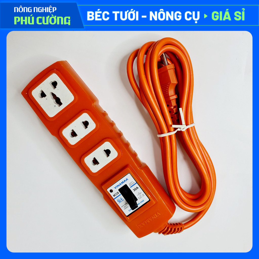 Ổ cắm điện chịu tải Vinamax 3 lỗ có CB 30A hoặc không có CB mặt sứ lõi sứ cho bếp từ công suất lớn -  Phú Cường