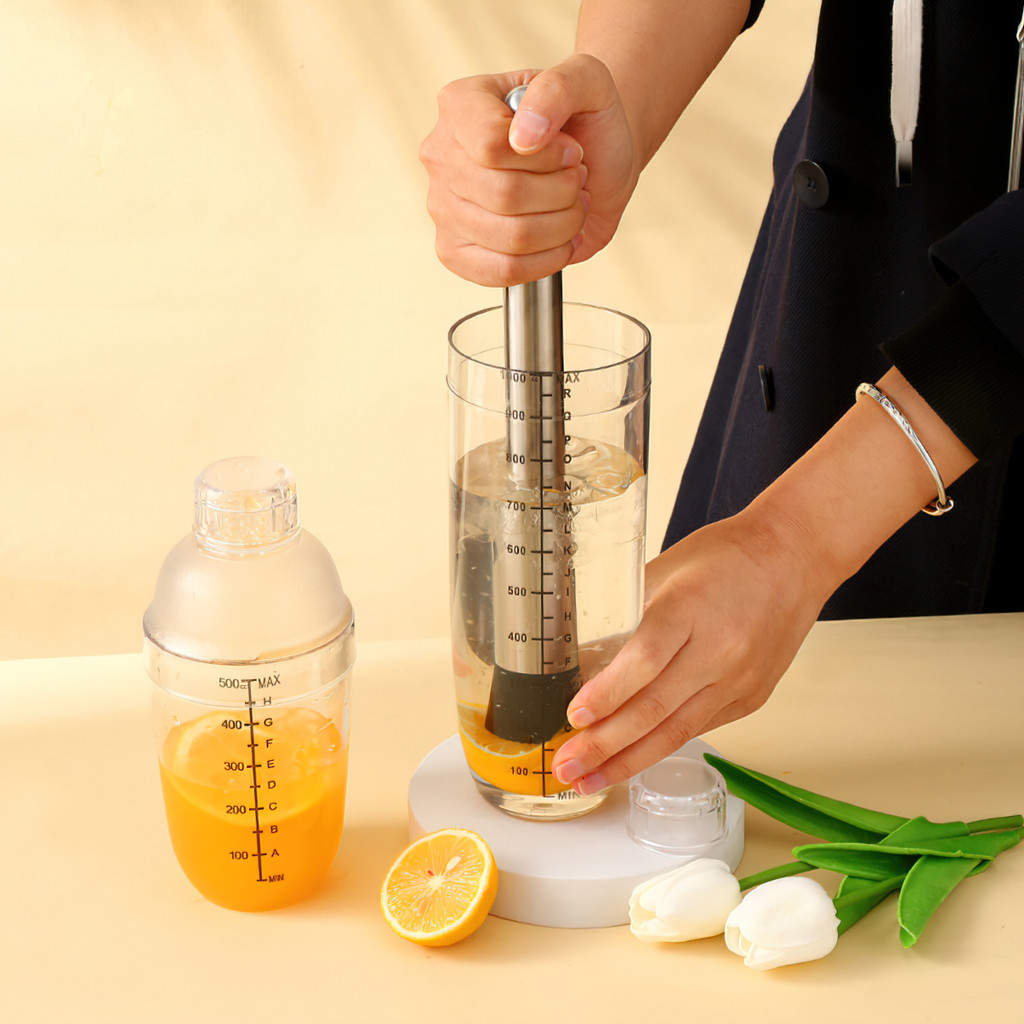 Bình Lắc Shaker nhựa chia vạch đen size 350 - 500 - 700- 1000 ml Loại Tốt Shaker bottle - LEMON