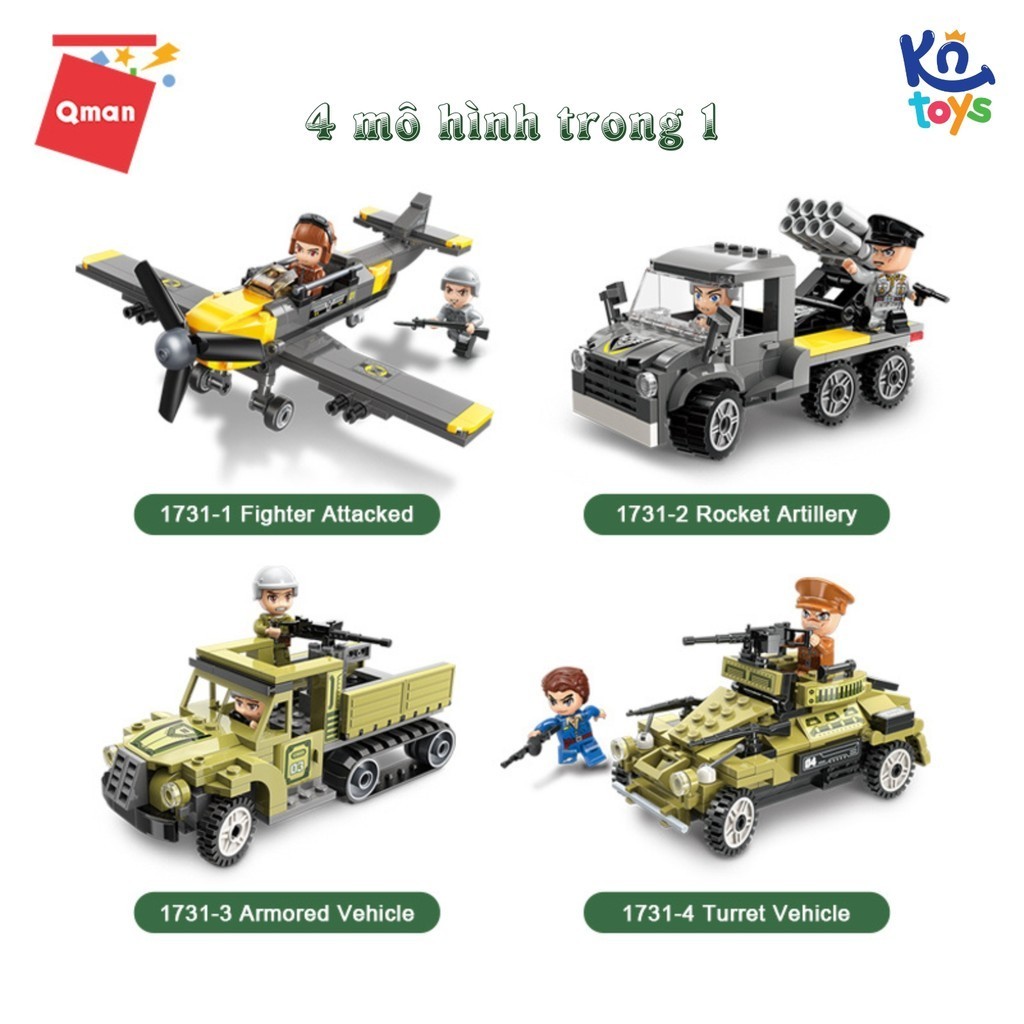 Đồ chơi xếp hình, lắp ráp Qman 1731 - Quân Sự (576 mảnh ghép)
